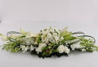 Long and Low Centerpieces all White