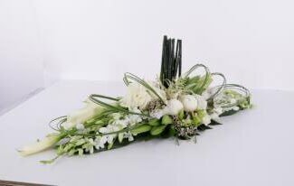 Long and Low Centerpieces all White