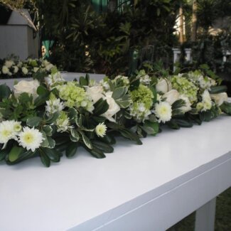 Long and Low Centerpieces all White